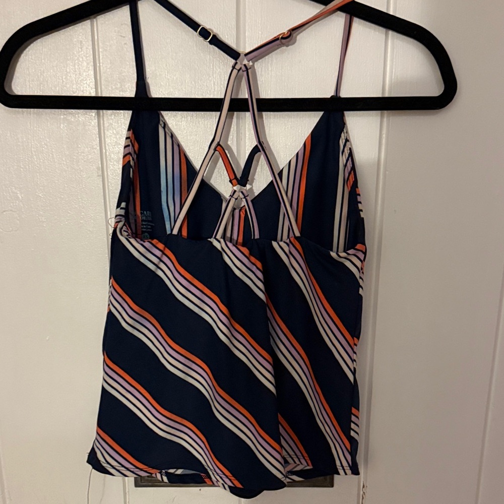 Carve Designs Navy and Orange Striped Swim Camisole